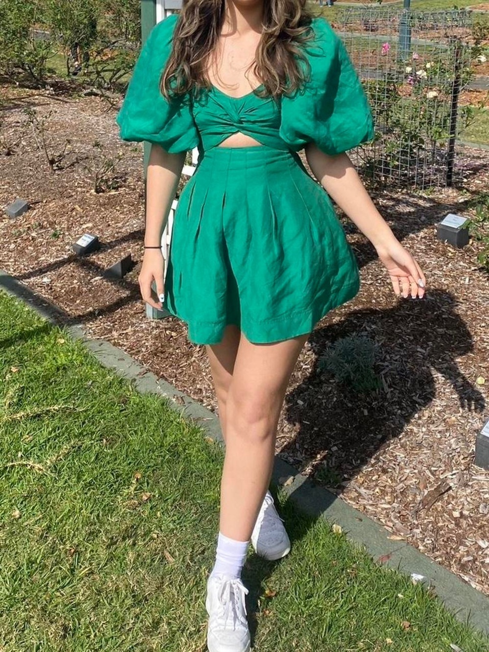 House of Harlow 1960 Emerald Green Puff Sleeve Mini Dress Size 6
